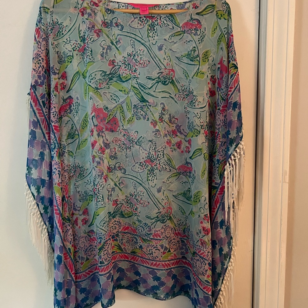 Lilly Pulitzer Green and Blue Boxy Tunic Top